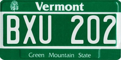 VT license plate BXU202