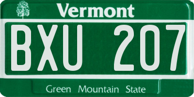 VT license plate BXU207