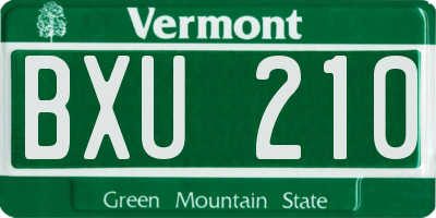 VT license plate BXU210