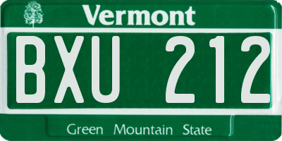 VT license plate BXU212
