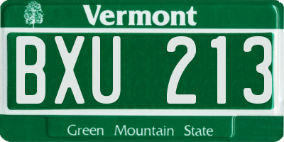 VT license plate BXU213