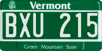 VT license plate BXU215