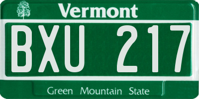 VT license plate BXU217