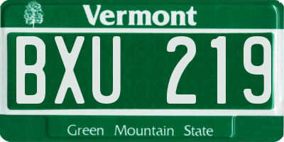 VT license plate BXU219