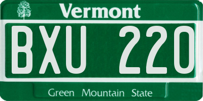 VT license plate BXU220