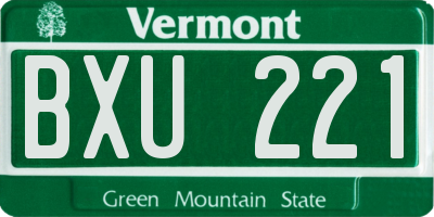 VT license plate BXU221