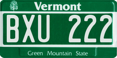 VT license plate BXU222