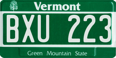 VT license plate BXU223