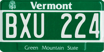 VT license plate BXU224