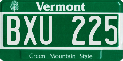 VT license plate BXU225
