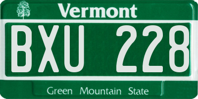 VT license plate BXU228