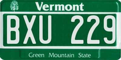 VT license plate BXU229