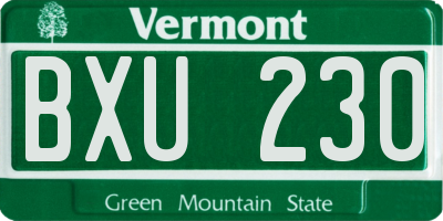 VT license plate BXU230