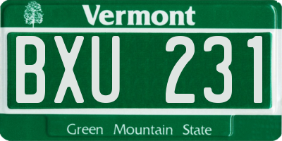 VT license plate BXU231