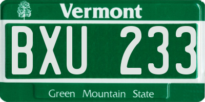 VT license plate BXU233