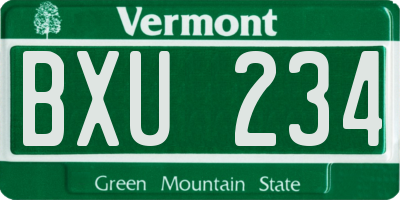VT license plate BXU234