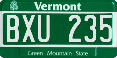 VT license plate BXU235