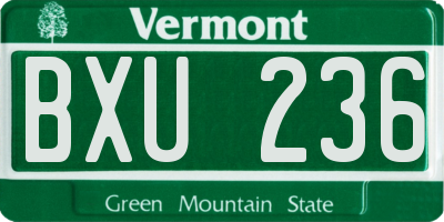 VT license plate BXU236