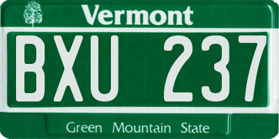 VT license plate BXU237
