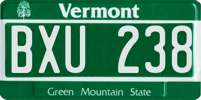 VT license plate BXU238