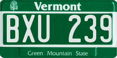 VT license plate BXU239