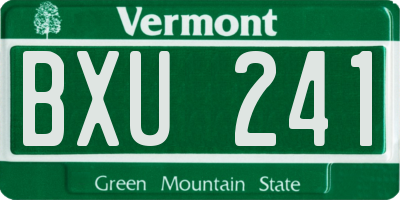 VT license plate BXU241