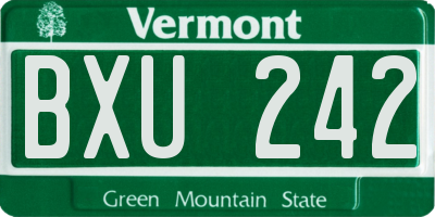 VT license plate BXU242