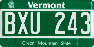 VT license plate BXU243