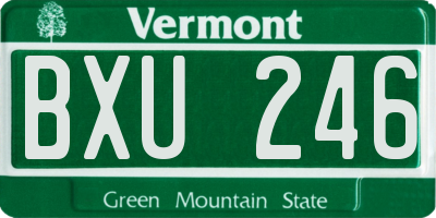 VT license plate BXU246