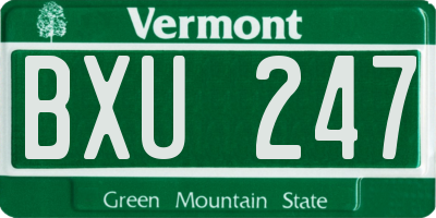 VT license plate BXU247