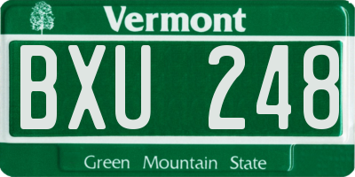 VT license plate BXU248
