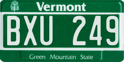 VT license plate BXU249