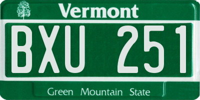 VT license plate BXU251