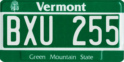 VT license plate BXU255