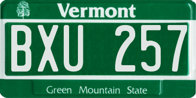 VT license plate BXU257