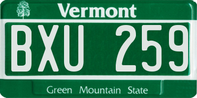 VT license plate BXU259