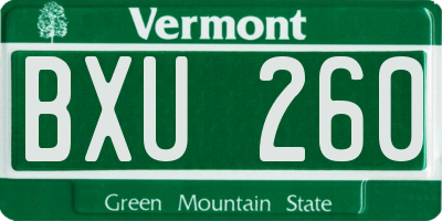 VT license plate BXU260