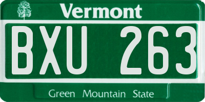 VT license plate BXU263