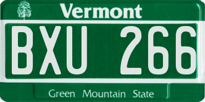VT license plate BXU266