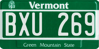 VT license plate BXU269