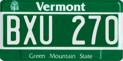 VT license plate BXU270