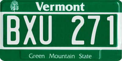 VT license plate BXU271