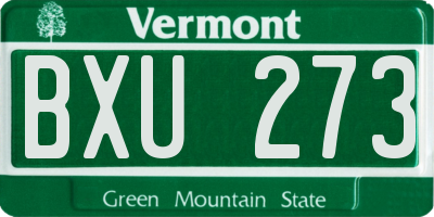 VT license plate BXU273