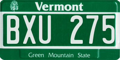 VT license plate BXU275