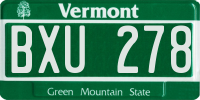 VT license plate BXU278
