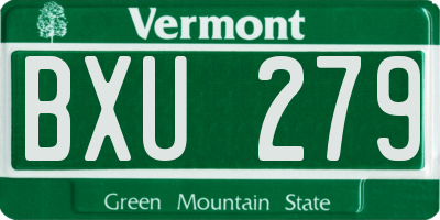 VT license plate BXU279