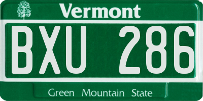 VT license plate BXU286