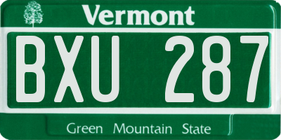 VT license plate BXU287