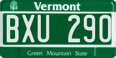 VT license plate BXU290