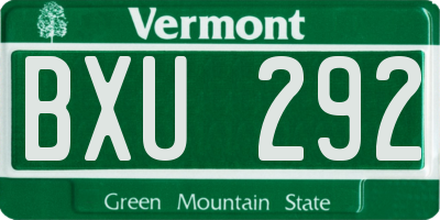 VT license plate BXU292